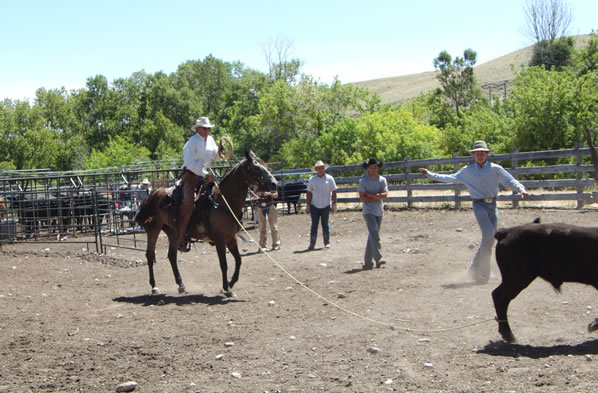 Ed Dabney demonstrates roping during clinic